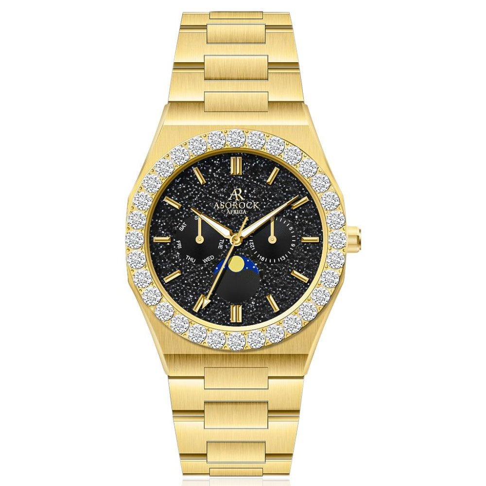 Asorock Watches Iced Diamond Bezel Transporter - Plain Straps Mens watch